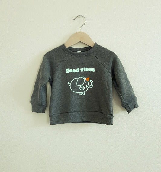 Good Vibes Elephant Sweatshirt | Cute Animal Crew Neck  | Kids Sweatshirt | Toddler Animal Crew Neck