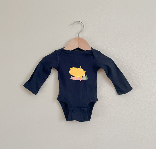 Dino Love Skateboard Long Sleeve Onesie | Dinosaur baby onesie | baby dinosaur long sleeve onesie