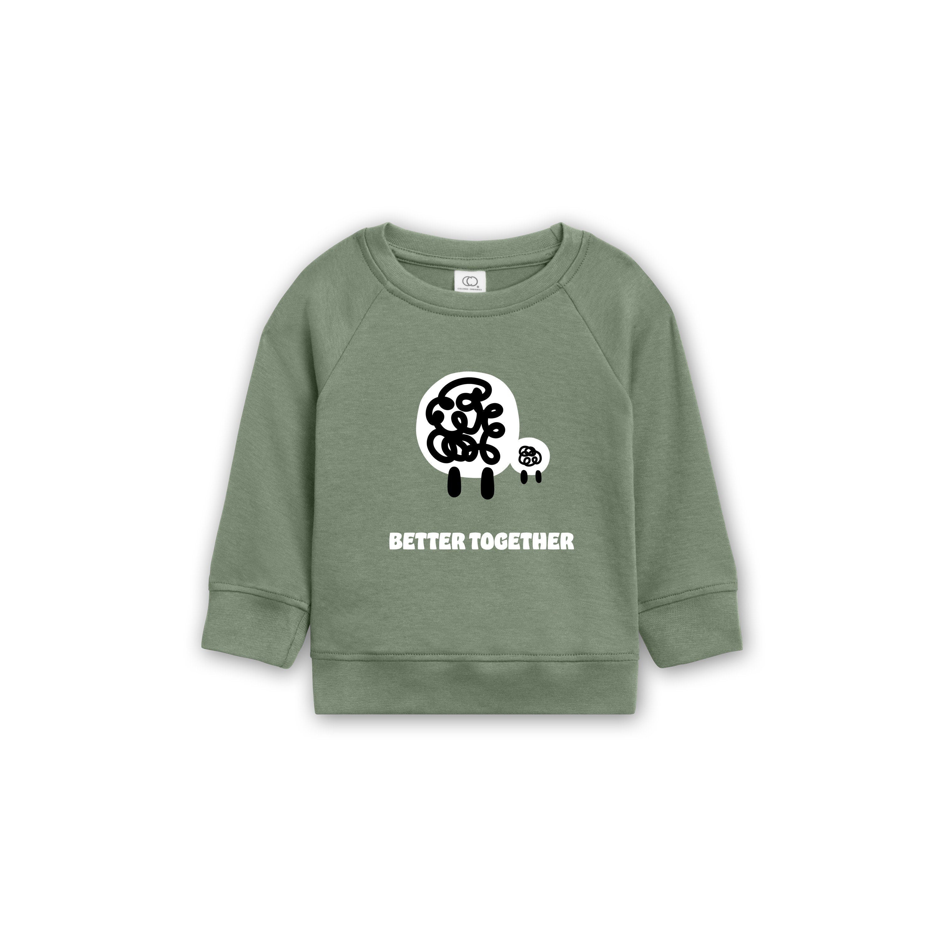 Organic Cotton Better Together Animal Long Sleeve | Cute Animal Sweatshirt  | Kids Long Sleeve Tops | Toddler Animal Crew Neck