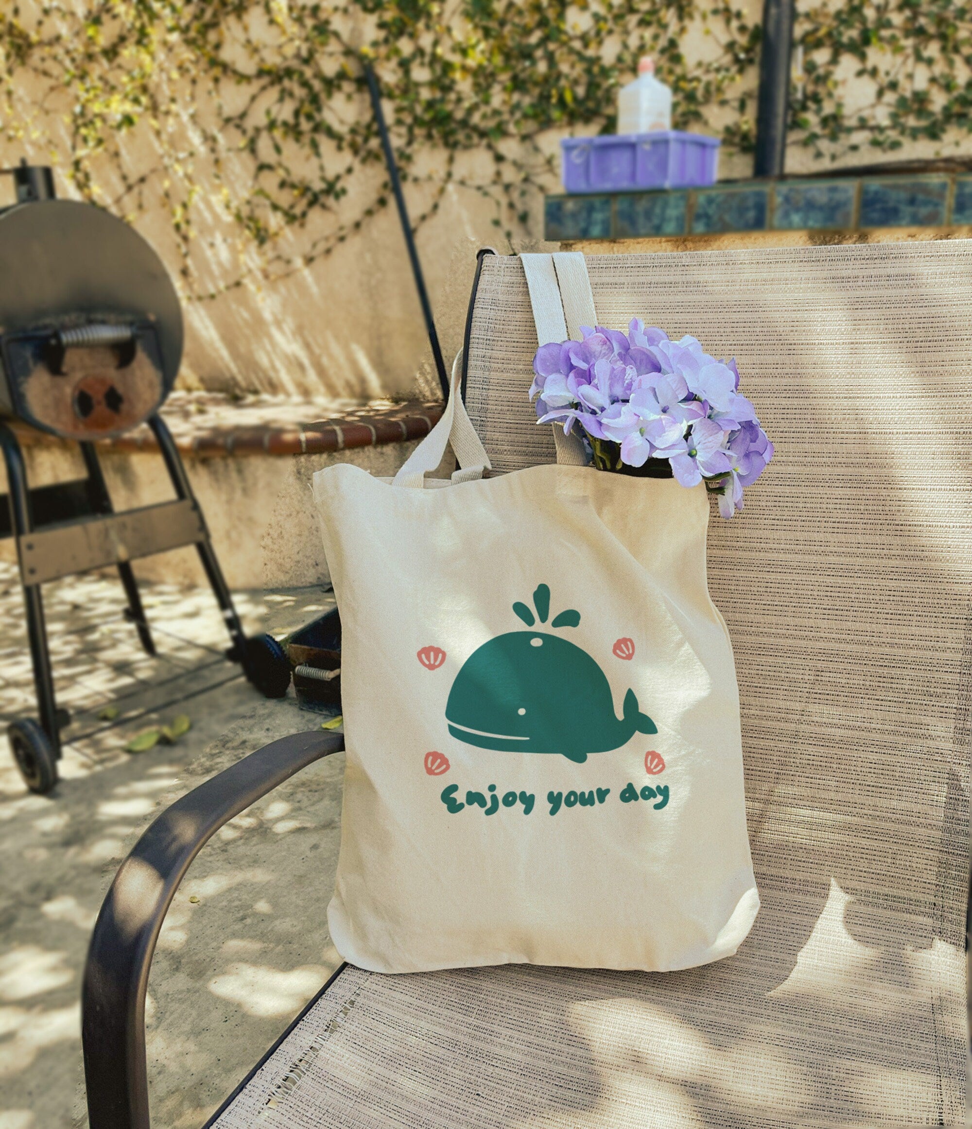 Whale store beach bag